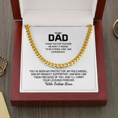Dad Gift For Christmas, Birthday, or Special Occasion - Cuban Chain Gold Necklace  With Heartfelt Message Card