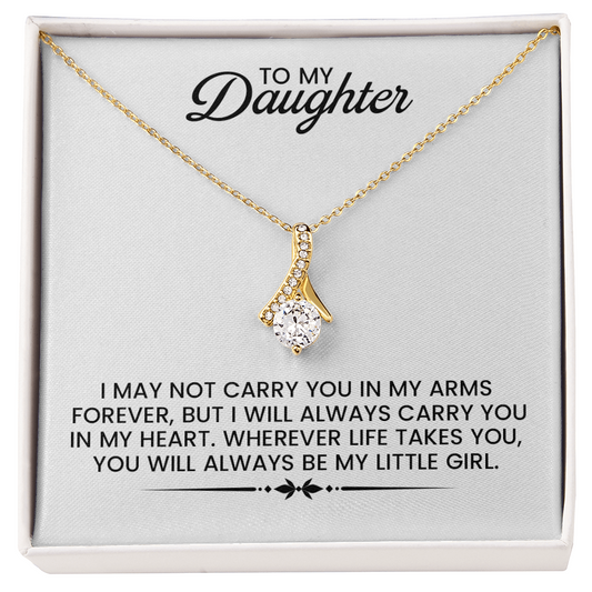 To My Daughter - Christmas, Birthday, Special Occasion Gold Alluring Beauty Pendant Necklace  With Heartfelt Message Card