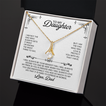 Daughter From Dad Gift For Christmas, Birthday, Graduation - Alluring Beauty Pendant Necklace With Message Card