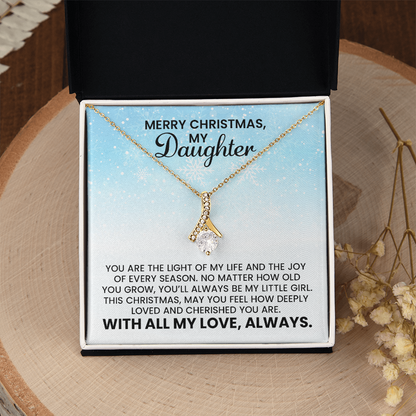 My Daughter Christmas Necklace Gift - Alluring Beauty Gold Pendant Necklace  With Heartfelt Message Card