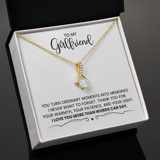 To My Girlfriend - Christmas, Birthday, Anniversary, Special Occasion Alluring Beauty Gold Necklace Gift  With Heartfelt Message Card