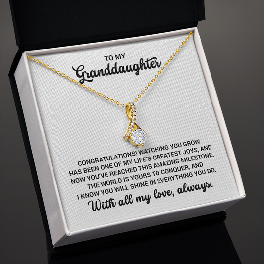 Granddaughter Gift - Birthday, Graduation, Special Occasion Gold Pendant Necklace  With Heartfelt Message Card