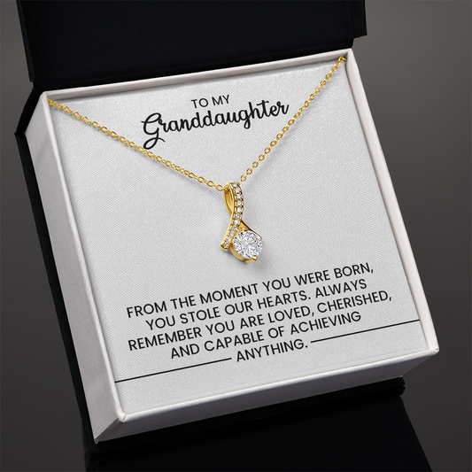 To My Granddaughter, Christmas, Birthday, Graduation Gift - Gold Pendant Necklace  With Heartfelt Message Card
