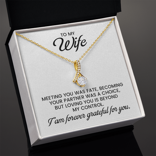 To My Wife Christmas, Anniversary, Birthday, Special Occasion Gift - Alluring Beauty Gold Pendant Necklace  With Heartfelt Message Card
