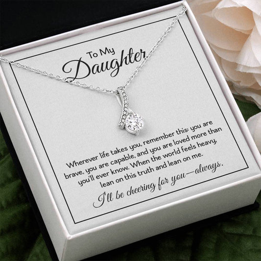 To My Daughter - Birthday, Graduation, Christmas Gold Alluring Beauty Necklace  With Heartfelt Message Card