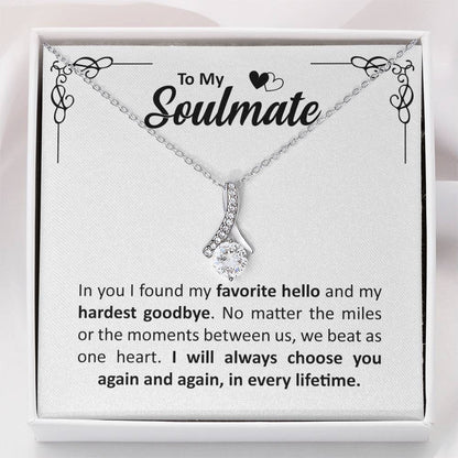 To My Soulmate - Anniversary, Birthday, Christmas Alluring Beauty Gold Pendant Necklace  With Heartfelt Message Card