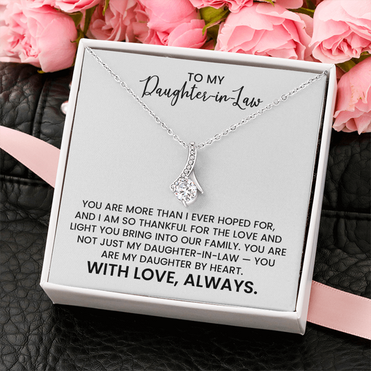 Daughter-in-Law Love And Appreciation Gift - Alluring Beauty Gold Pendant Necklace  With Heartfelt Message Card