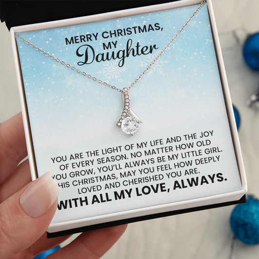 My Daughter Christmas Necklace Gift - Alluring Beauty Gold Pendant Necklace  With Heartfelt Message Card