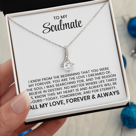Wife, Girlfriend, Soulmate Gift For Christmas, Anniversary, Birthday - Alluring Beauty Gold Pendant Necklace  With Heartfelt Message Card
