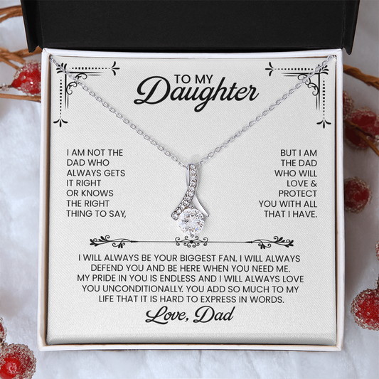 Daughter From Dad Gift For Christmas, Birthday, Graduation - Alluring Beauty Pendant Necklace With Message Card