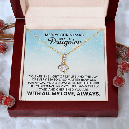 My Daughter Christmas Necklace Gift - Alluring Beauty Gold Pendant Necklace  With Heartfelt Message Card