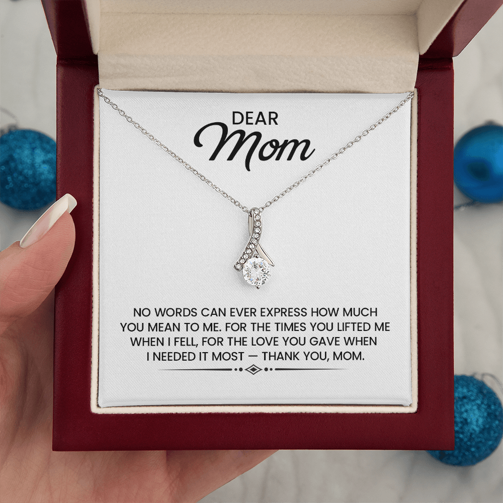 Mom Gift For Christmas, Birthday, Mother's Day - Alluring Beauty Gold Pendant Necklace  With Heartfelt Message Card