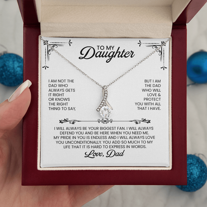 Daughter From Dad Gift For Christmas, Birthday, Graduation - Alluring Beauty Pendant Necklace With Message Card