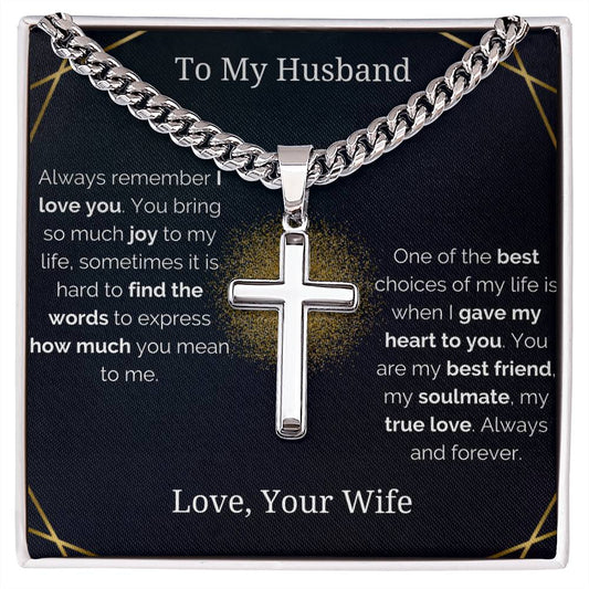 Husband Personalized Cross Necklace, Perfect Gift for Birthday, Anniversary, or Christmas