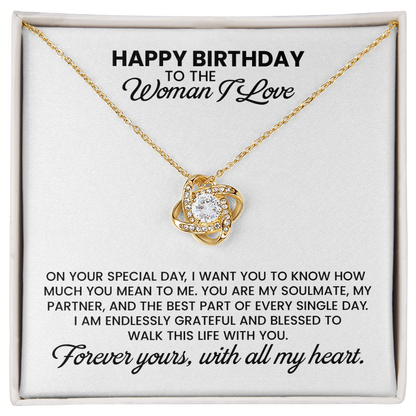 Birthday Gift For Wife, Girlfriend, Soulmate - Love Knot Pendant Necklace With Message Card