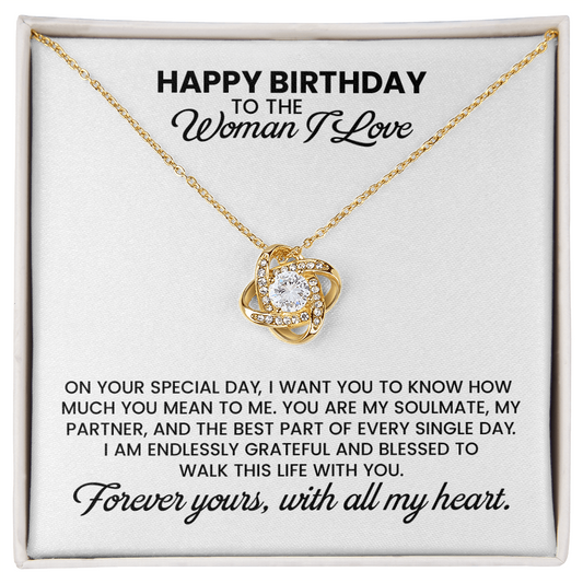 Birthday Gift For Wife, Girlfriend, Soulmate - Love Knot Pendant Necklace With Message Card