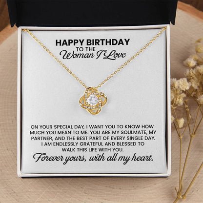 Birthday Gift For Wife, Girlfriend, Soulmate - Love Knot Pendant Necklace With Message Card
