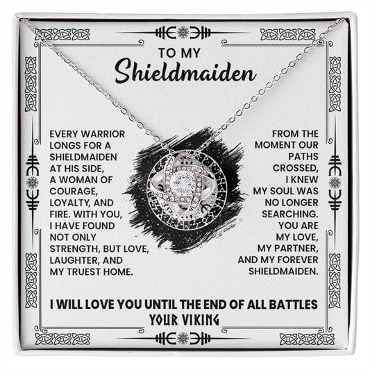 Shieldmaiden Gift for Christmas, Birthday, Anniversary - Love Knot Necklace with Message Card