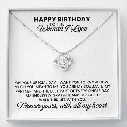 Birthday Gift For Wife, Girlfriend, Soulmate - Love Knot Pendant Necklace With Message Card