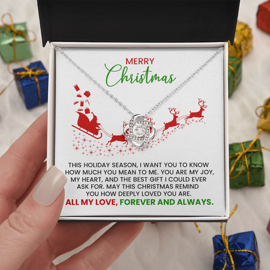 Christmas Gift For Wife, Girlfriend, Soulmate  - Love Knot Gold Pendant Necklace  With Heartfelt Message Card
