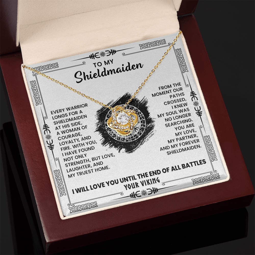 Shieldmaiden Gift for Christmas, Birthday, Anniversary - Love Knot Necklace with Message Card
