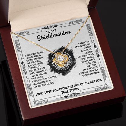 Shieldmaiden Gift for Christmas, Birthday, Anniversary - Love Knot Necklace with Message Card