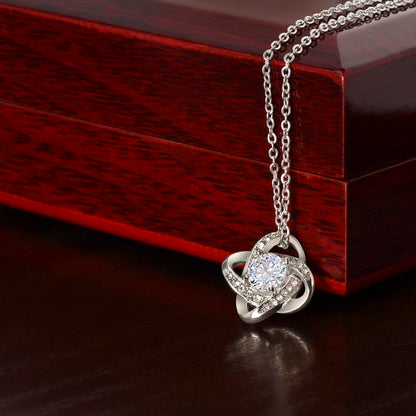 To My Mom - Birthday, Christmas, Special Occasion Gold Love Knot Pendant Necklace  With Heartfelt Message Card