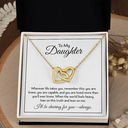 To My Daughter - Birthday, Graduation, Christmas Gold Linked Hearts Necklace  With Heartfelt Message Card