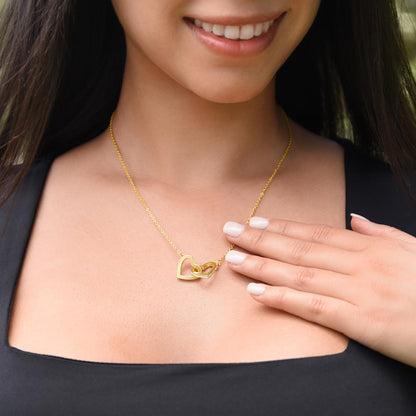 To Our Granddaughter - Birthday, Graduation, Christmas Gift Gold Interlocking Hearts Necklace  With Heartfelt Message Card