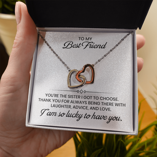 To My Best Friend  - Christmas, Birthday, Special Appreciation Gift, Linked Hearts Gold Pendant Necklace  With Heartfelt Message Card