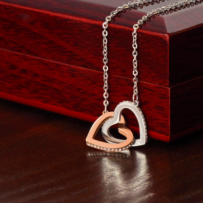 To Our Granddaughter - Birthday, Graduation, Christmas Gift Gold Interlocking Hearts Necklace  With Heartfelt Message Card