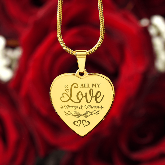 Engraved Heart Necklace For Wife, Girlfriend, Future Wife, Soulmate In Gold Or Stainless Steel - Add A Personalized Message