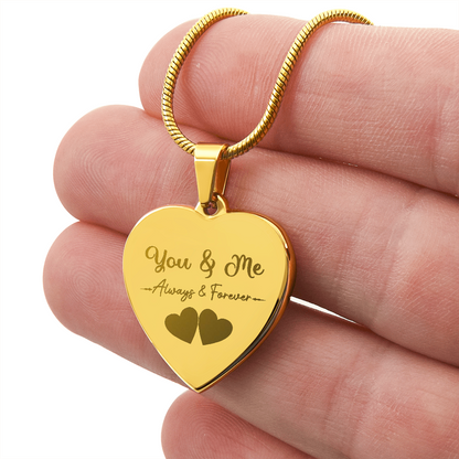 Wife, Girlfriend, Soulmate Christmas, Anniversary, Birthday Gift - Engraved Personalized Heart Pendant Necklace