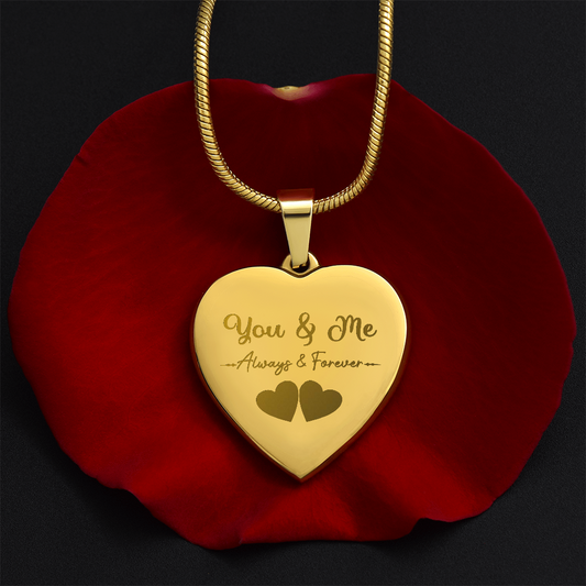 Wife, Girlfriend, Soulmate Christmas, Anniversary, Birthday Gift - Engraved Personalized Heart Pendant Necklace