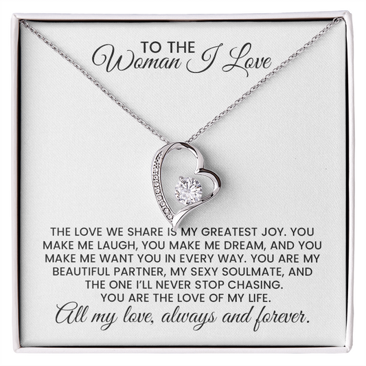 Woman I Love Christmas, Anniversary, Birthday For Wife, Girlfriend, Soulmate - Forever Love Gold Pendant Necklace  With Heartfelt Message Card