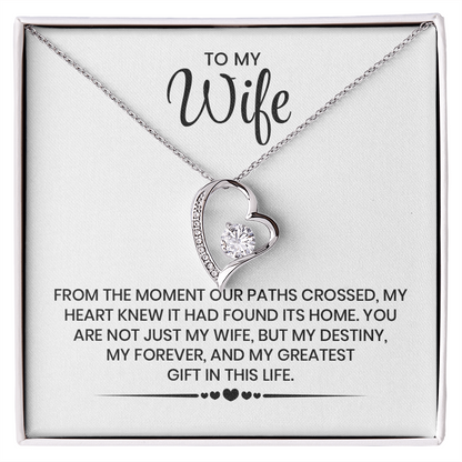 To My Wife Gift For Christmas, Anniversary, Birthday - Forever Love Gold Pendant Necklace  With Heartfelt Message Card