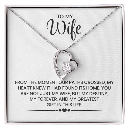 To My Wife Gift For Christmas, Anniversary, Birthday - Forever Love Gold Pendant Necklace  With Heartfelt Message Card