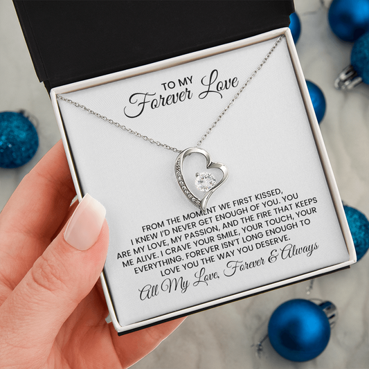 Wife, Girlfriend, Soulmate Gift For Christmas, Anniversary, Birthday - Forever Love Gold Pendant Necklace  With Heartfelt Message Card
