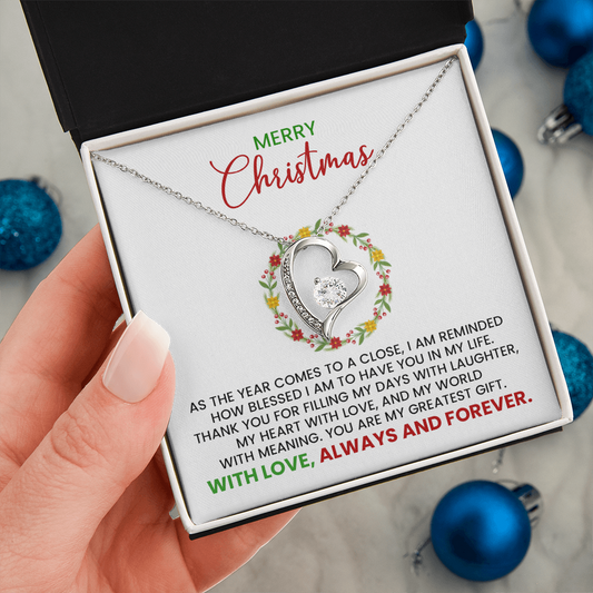 Christmas Gift For Wife, Girlfriend, Soulmate - Forever Love Gold Pendant Necklace  With Heartfelt Message Card