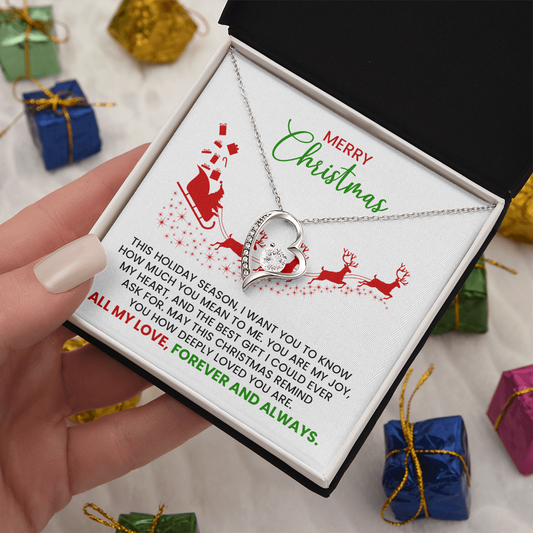 Christmas Gift For Wife, Girlfriend, Soulmate - Forever Love Gold Pendant Necklace  With Heartfelt Message Card