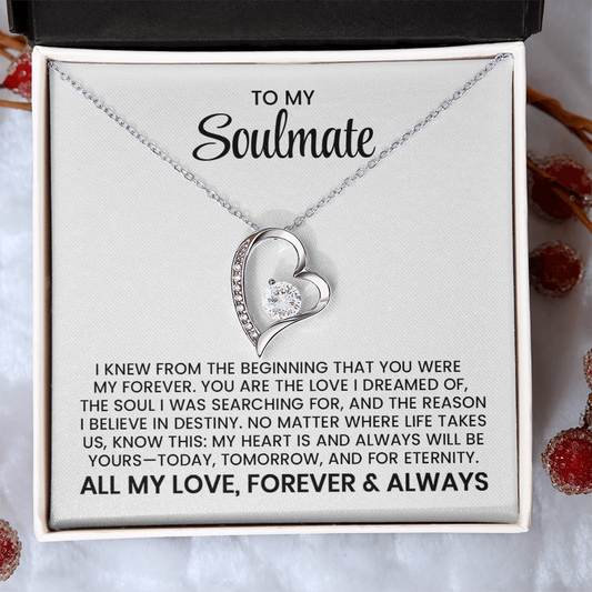Wife, Girlfriend, Soulmate Gift For Christmas, Anniversary, Birthday Gift - Forever Love Gold Pendant Necklace  With Heartfelt Message Card
