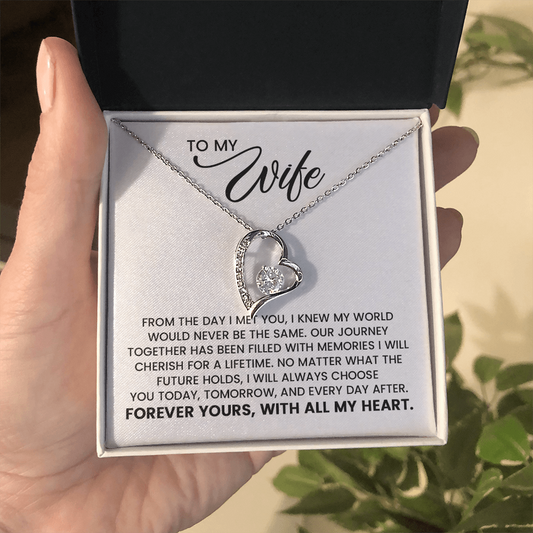 To My Wife - Christmas, Anniversary, Birthday Gift, Forever Love Gold Pendant Necklace  With Heartfelt Message Card