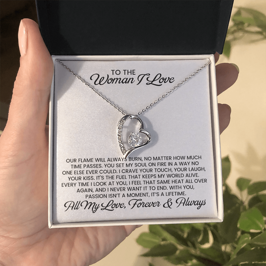 Woman I Love For Wife, Girlfriend, Soulmate - Christmas, Anniversary, Birthday Love Knot Gold Pendant Necklace  With Heartfelt Message Card