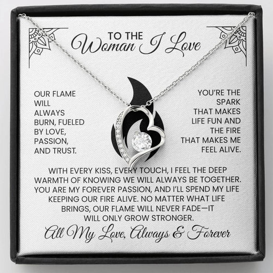To The Hot Woman I Love Anniversary, Christmas, Birthday Gift - Forever Love Pendant Necklace With Message Card