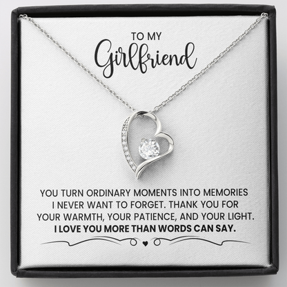 To My Girlfriend - Christmas, Birthday, Anniversary Love Knot Gold Gift Necklace  With Heartfelt Message Card