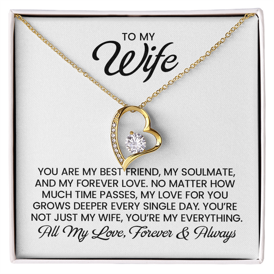 Wife Gift For Christmas, Anniversary, Birthday - Forever Love Pendant Necklace With Heartfelt Message Card