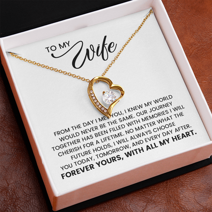 To My Wife - Christmas, Anniversary, Birthday Gift, Forever Love Gold Pendant Necklace  With Heartfelt Message Card