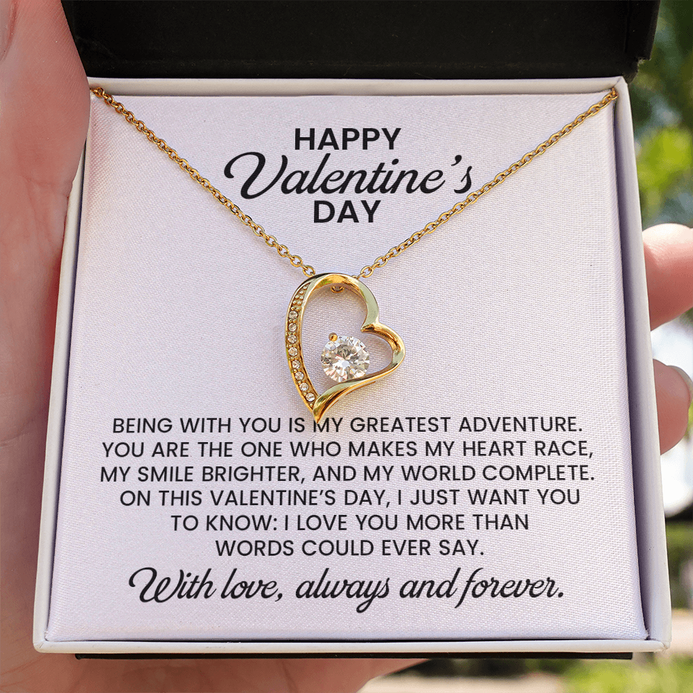 Valentine's Day For Wife, Girlfriend, Soulmate Forever Love Gold Pendant Necklace  With Heartfelt Message Card