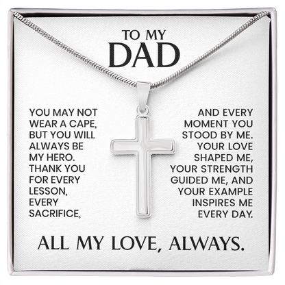 Dad Gift For Christmas, Birthday, Father's Day - Artisan Cross With Heartfelt Message Card