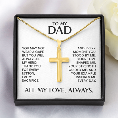Dad Gift For Christmas, Birthday, Father's Day - Artisan Cross With Heartfelt Message Card